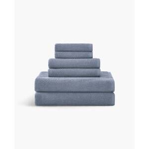NEW UNDER THE CANOPY textured organic cotton 6-piece bath towel set in chambray